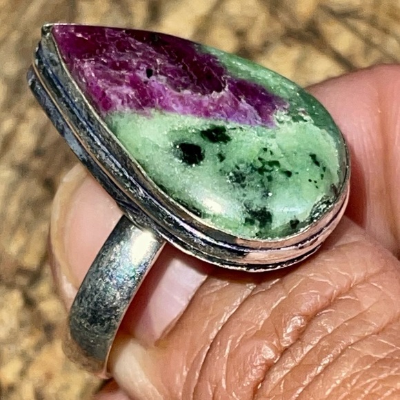 Anyolite Ruby Zoisite Ring Size 8 1/4 - Picture 4 of 10